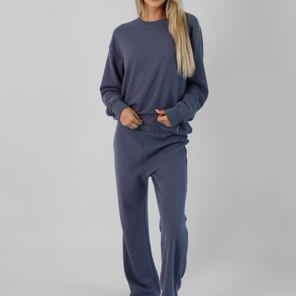 COMFRT Waffle Lounge Pant in Stone Blue
